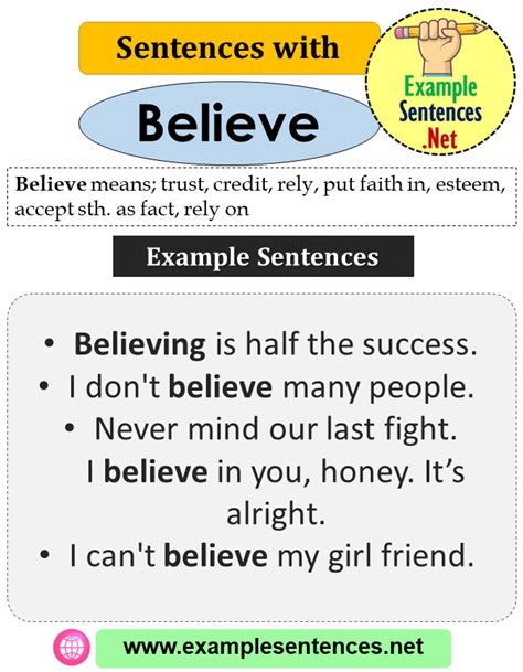 I <b>believe</b> in you. . I strongly believe sentences